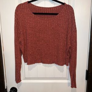 Ribbed Cropped Top in Rust